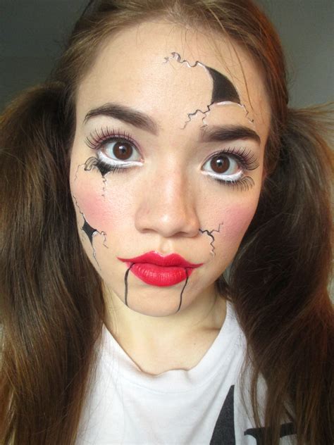 easy broken doll makeup